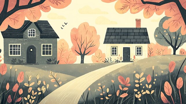 Two homes on a fall day