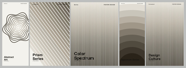 Naklejka premium Set of Four Minimalist Abstract Graphic Design Templates Featuring Vibrant Geometric Shapes and Warm Gradient Color Palettes for Modern Branding