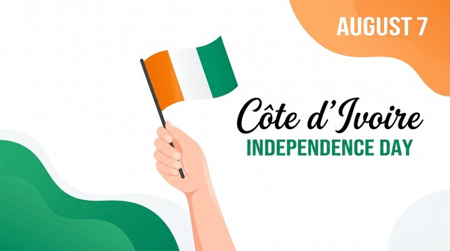 Hand holding c&ocirc;te d'ivoire flag celebrating independence day