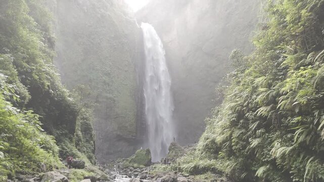 Aerial View of Majestic Tropical Waterfall