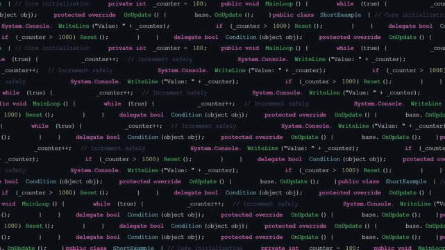Computer Code Scrolling on Black Background