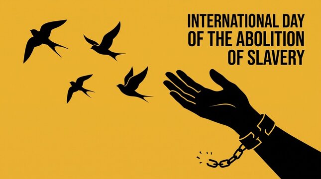 Hand releasing birds for slavery abolition day