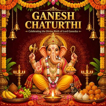 Lord Ganesha , Ganesh festival illustration of Lord Ganpati background for Ganesh Chaturthi festival of India