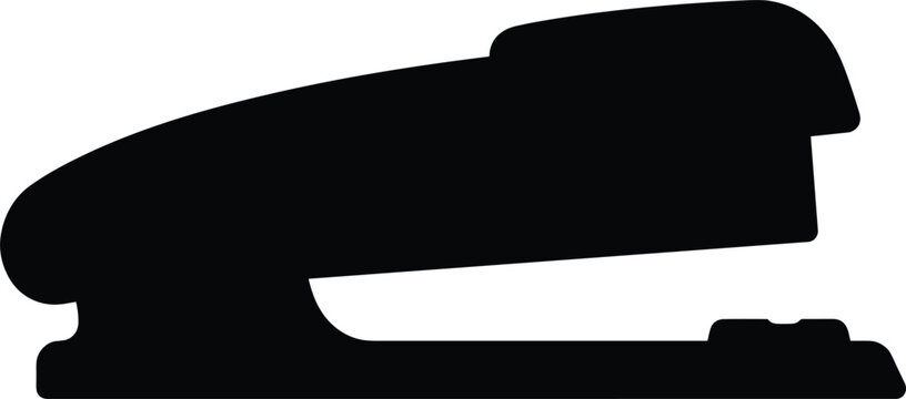 Office desk stapler tool black silhouette vector illustration isolated on white background school supply business equipment design