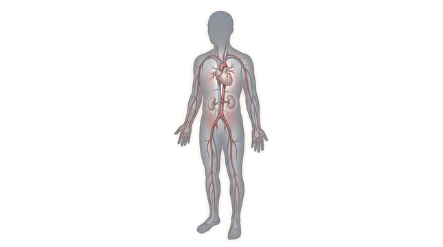 Human circulatory system with heart and kidneys