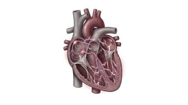 Electrical impulses and cardiac conduction system in the heart