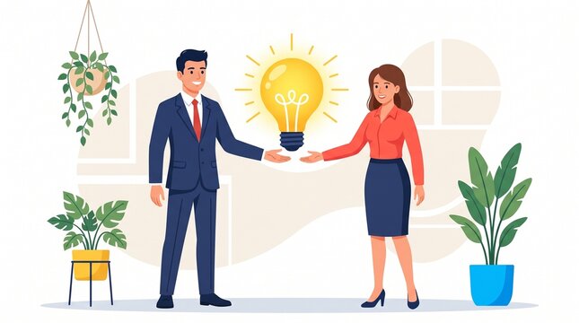 Business people sharing a bright idea together