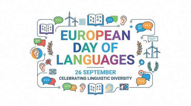 European day of languages colorful illustration vector