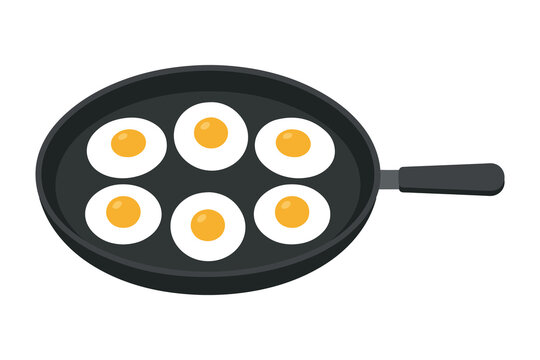cartoon egg on frying pan
