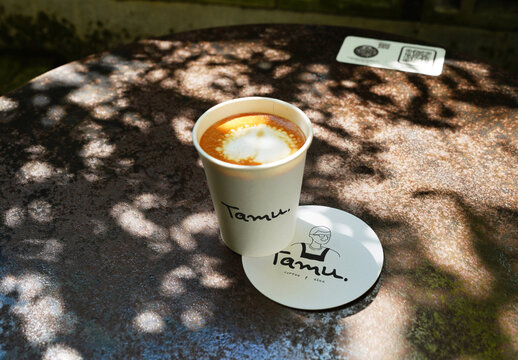 Coffee Cup and Coaster Mockup