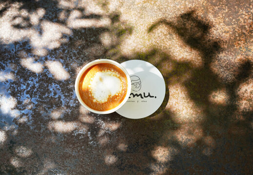 Paper Cup and Coaster Mockup