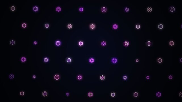 dynamic moving purple and magenta honeycomb pattern abstract backgroun