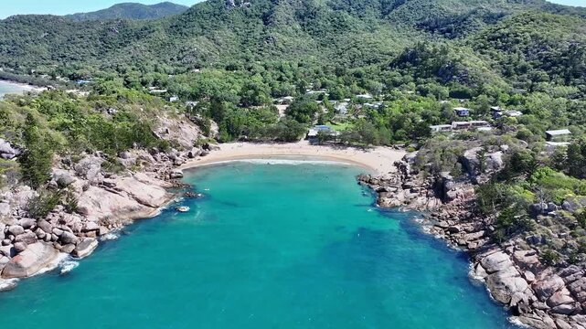 Spectacular cinematic aerial footage of Alma Bay Magnetic Island Queensland Australia