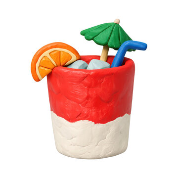 PNG Clay cocktail with umbrella garnish.