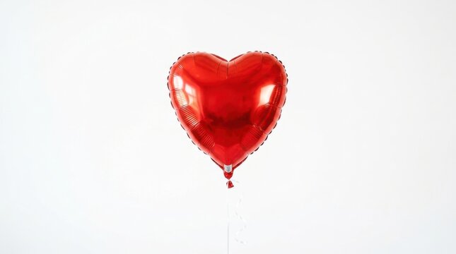 Red heart shaped balloon isolated on white background