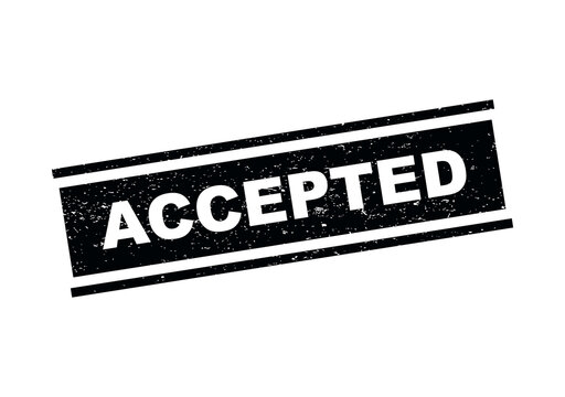 Black grunge rubber stamp with the word accepted tilted on a diagonal angle isolated on transparent background