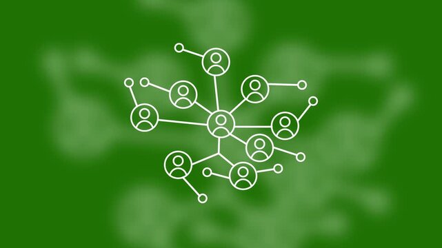 Digital Network Connection with Icons of People and Lines. social network icon. Network of connected people with peripheral circle nodes, ideal for illustrating social networks, teamwork, connectivity