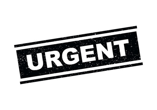 Black ink rubber stamp with the word urgent inside a rectangular frame design isolated on transparent background