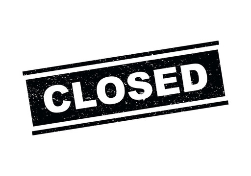 Black ink stamp with the word closed in a rectangular frame on a flat surface isolated on transparent background