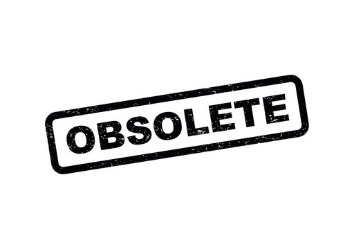 Black ink stamp with the word obsolete inside a rectangular frame design isolated on transparent background