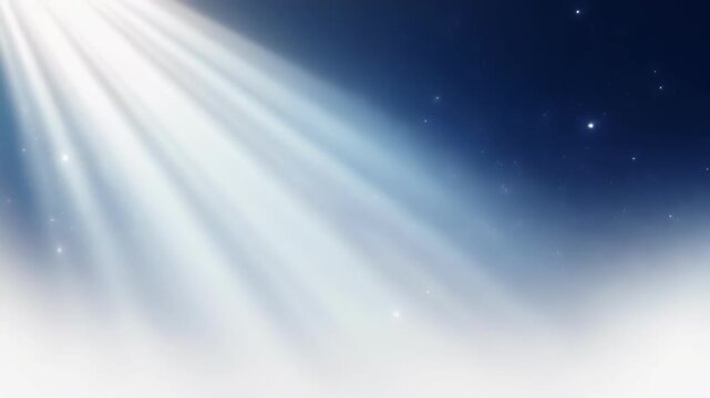 Bright sunlight rays shining through a clear blue sky