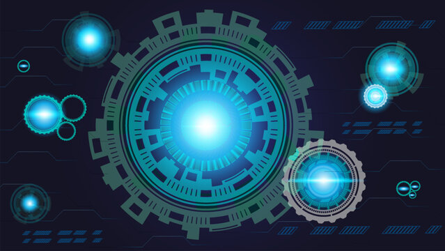 Abstract Glowing Blue Futuristic Technology Gear Background