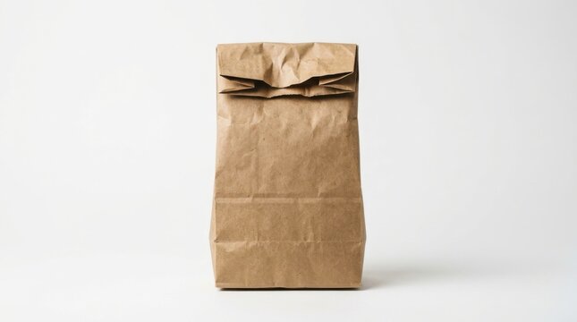 A brown paper bag isolated on white background