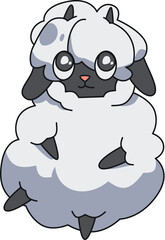 Fototapeta premium Kawaii sheep character with fluffy wool early education