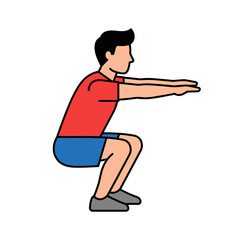Fototapeta premium Man Doing Squats Exercise, Fitness Silhouette, Healthy Lifestyle Icon