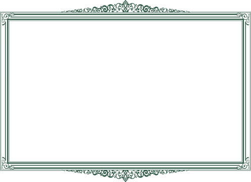 Elegant Vintage Certificate Frame and Border Design with Ornate Green Damask Elements on Fine Linework Background. 27