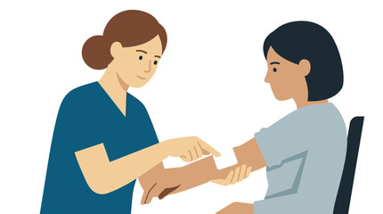 Fototapeta premium Nurse examining patient's arm, medical check-up, healthcare concept