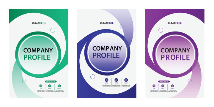 Modern Corporate Company Profile Business Presentation Tri-Fold Brochure Design Templates with Gradient Backgrounds