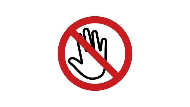 Animation of red circle no entry and hand stop icon