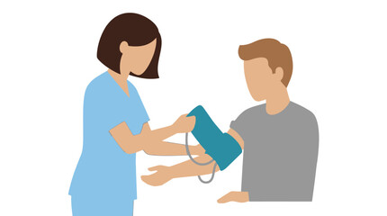 Obraz premium Nurse taking patient's blood pressure, medical checkup, healthcare concept