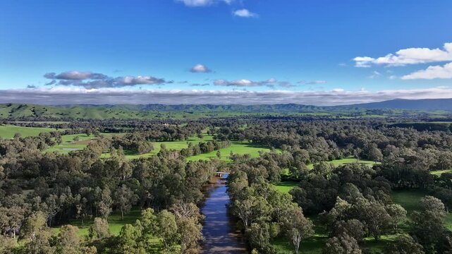 Cinematic aerial footage of Ghin Ghin near Yea Victoria Australia
