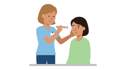 Fototapeta premium Optometrist Examines Patient's Eye with Ophthalmoscope - Medical Illustration