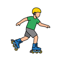 Fototapeta premium Rollerblading Kid Wearing Helmet and Safety Gear, Active Recreation