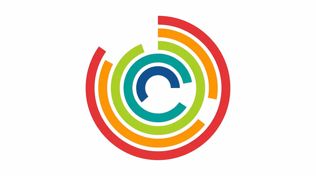 Colorful abstract radial chart progress tracker on white background
