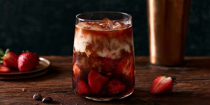 fresas con crema cold brew, Strawberry Coffee