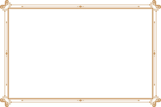 Elegant Gold Vintage Frame and Certificate Border Template with Corner Swirls . 36