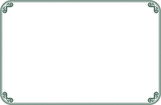 Elegant Green Vintage Frame and Certificate Border Template with Corner Swirls . 35