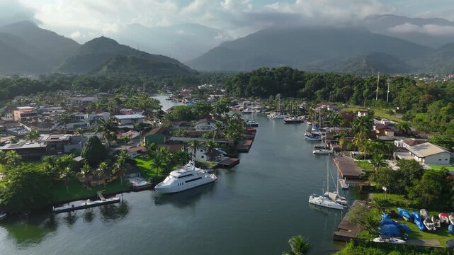 Aerial view of the Marina Bracuhy near the town of Angra dos Reis in Brazil