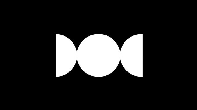 Two triangle shapes facing inward toward a solid white circle center forming a bowtie or hourglass style transition wipe motion graphic element design