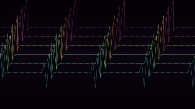 Audio Spectrum Heartbeat Pulse ECG Line Monitor Rhythm Visualizer 4K