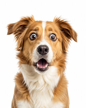 golden retriever isolated on white confused mood