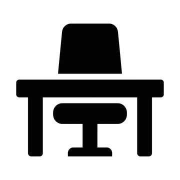 office desk with chair glyph icon