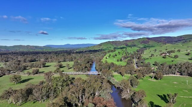 Cinematic aerial footage of Molesworth Victoria Australia