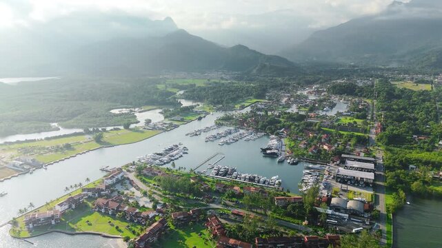 Aerial view of the Marina Bracuhy near the town of Angra dos Reis in Brazil