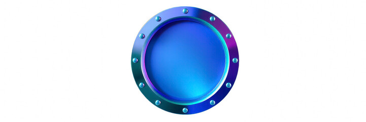 Naklejka premium Blue Metallic Porthole Isolated on Black Background
