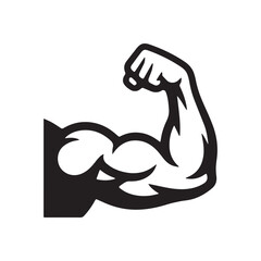 Fototapeta premium Bicep muscle icon showing a flexed arm for fitness gym logo design